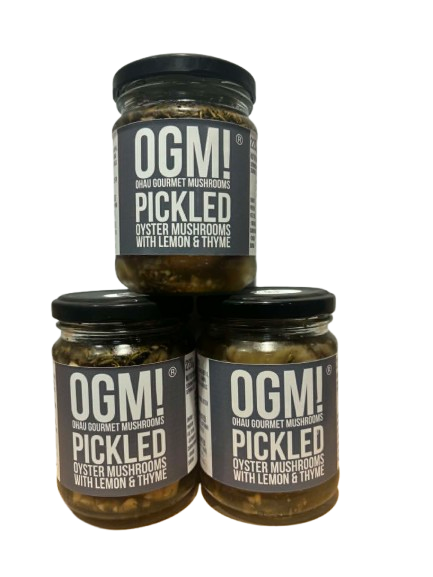 OGM Pickled Grey Oyster Mushrooms with Lemon & Thyme 200gm