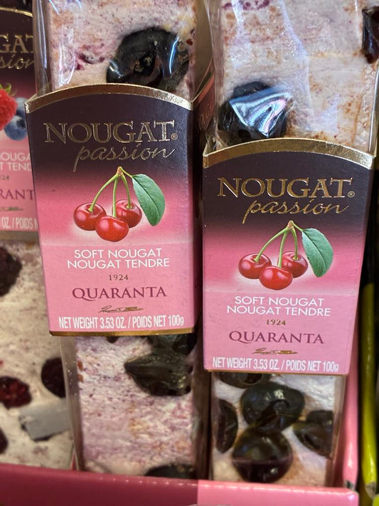 Quaranta Sour Cherries Nougat Bar 100gm