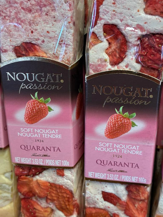 Quaranta Strawberries & Cream Nougat Bar 100gm