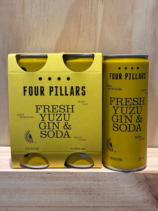 Four Pillars Fresh Yuzu Gin & Soda 4x250ml can